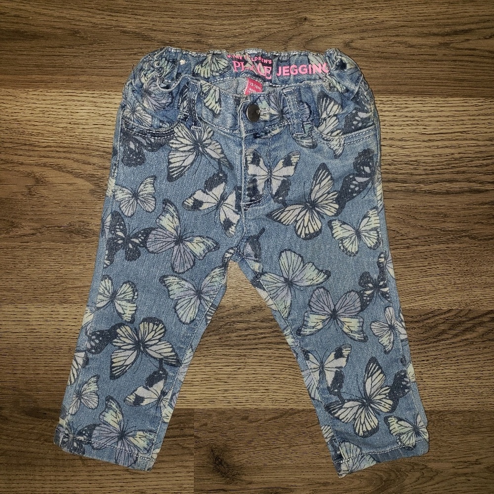 12-18m Girls Butterfly Jeggings/Jeans EUC